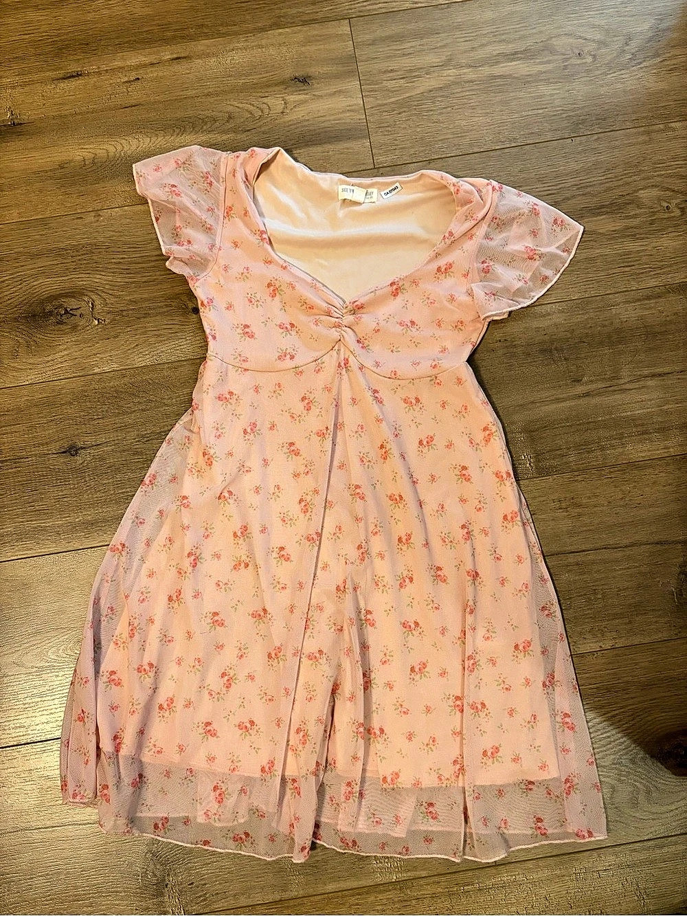 See You Monday Floral Mini Dress Pink Size Small Like New